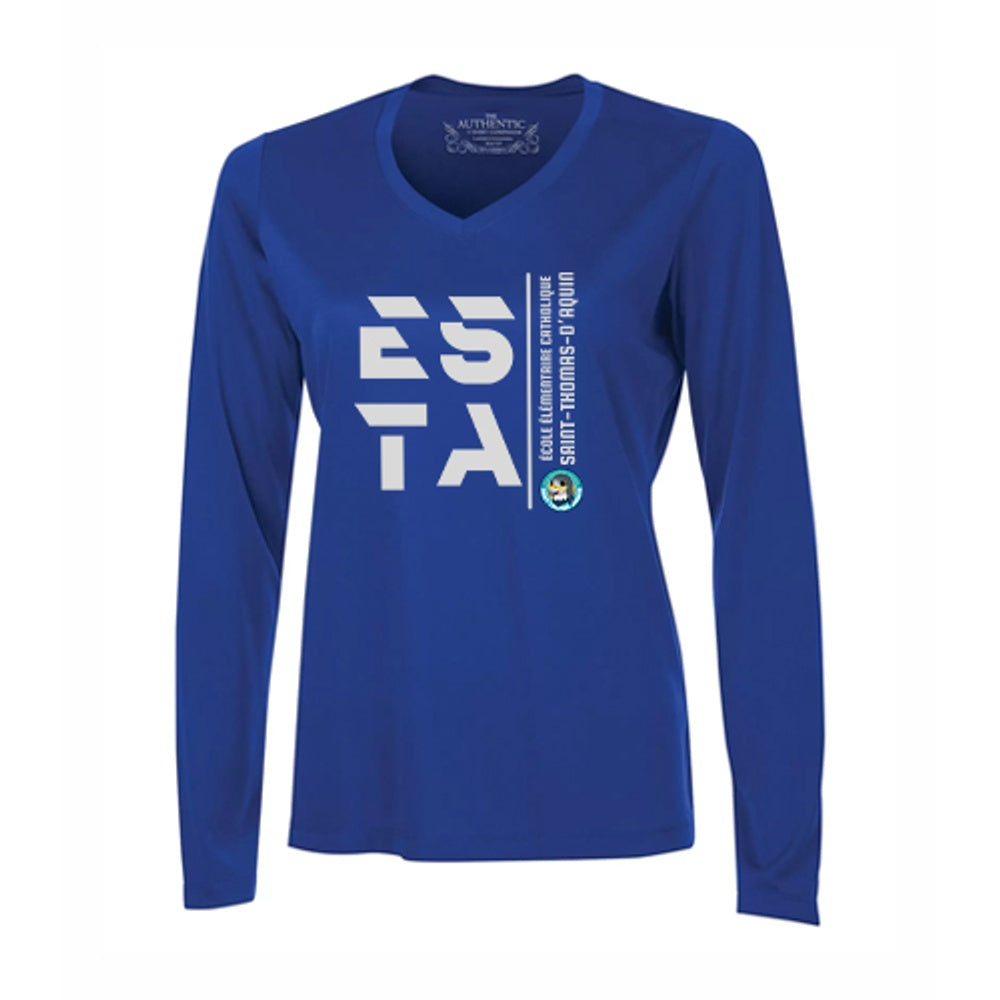 St Thomas D'Aquin Ladies' Pro Team Long Sleeve V-Neck T-Shirt