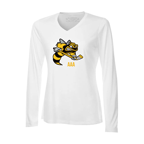 Lambton Jr Sting AAA Ladies' Pro Team Long Sleeve V-Neck T-Shirt