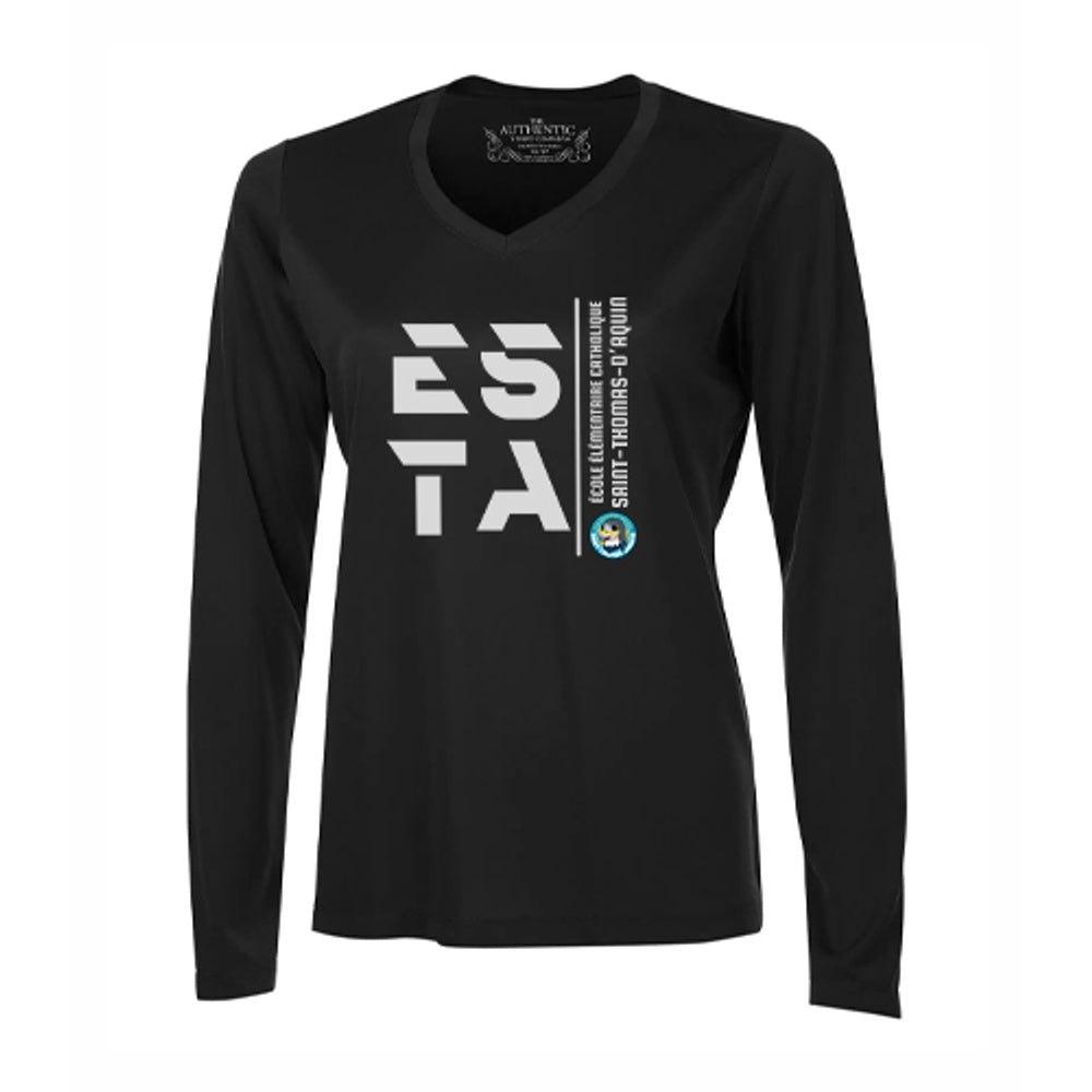 St Thomas D'Aquin Ladies' Pro Team Long Sleeve V-Neck T-Shirt