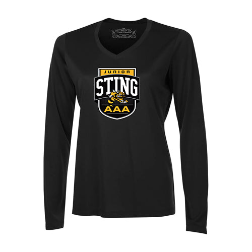 Lambton Jr Sting AAA Ladies' Pro Team Long Sleeve V-Neck T-Shirt