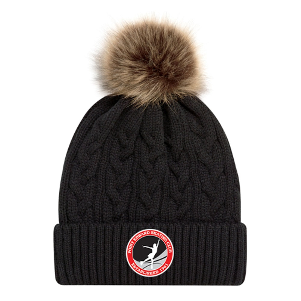 Point Edward Skating Faux Fur Pom Pom Cuff Toque