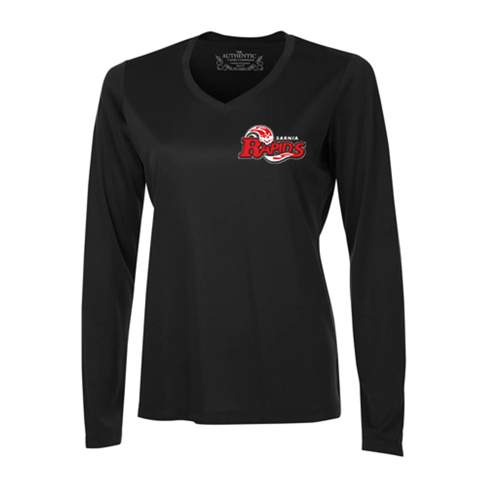 Sarnia Rapids Swim Ladies' Pro Team Long Sleeve V-Neck T-Shirt