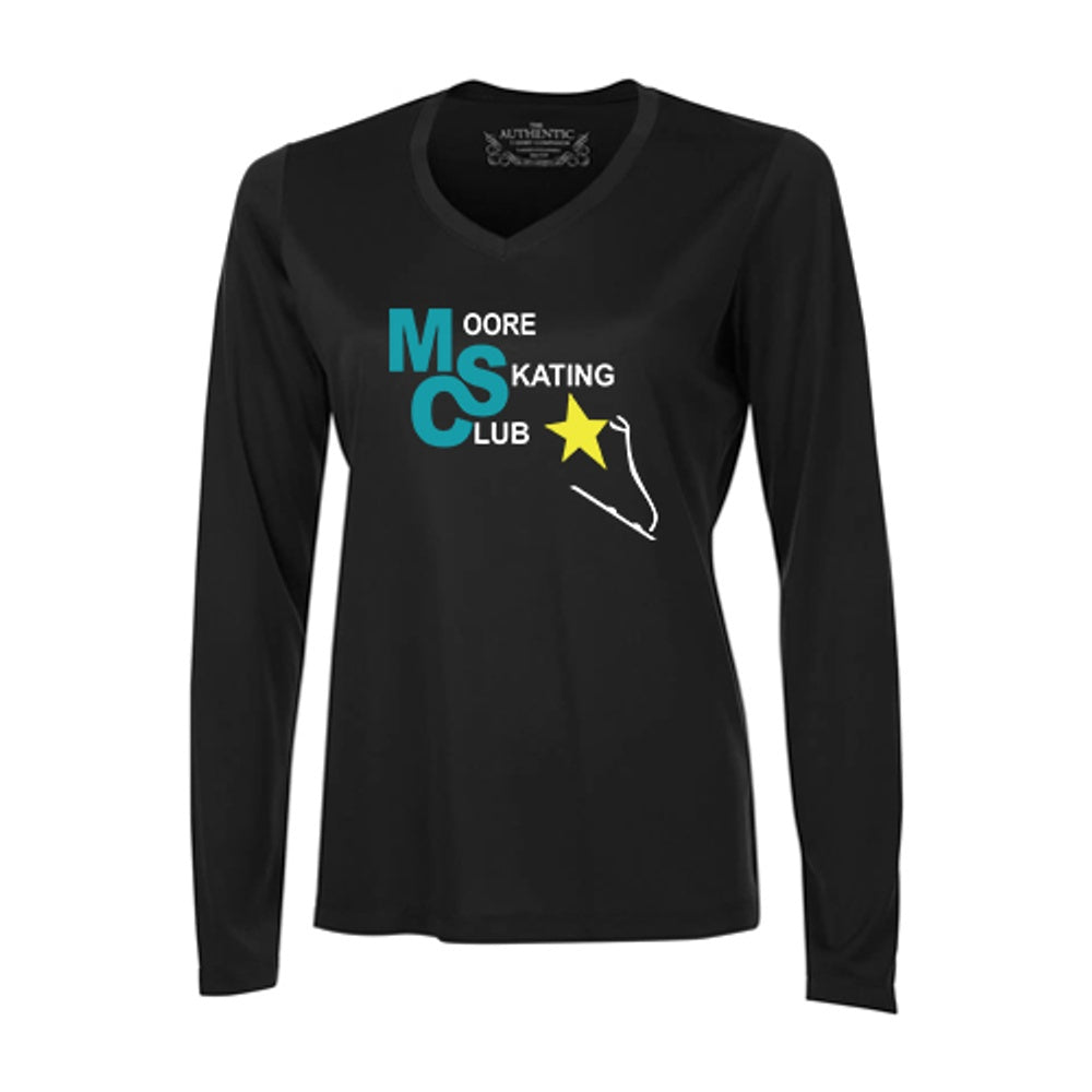 Moore Skate Club Ladies' Pro Team Long Sleeve V-Neck T-Shirt