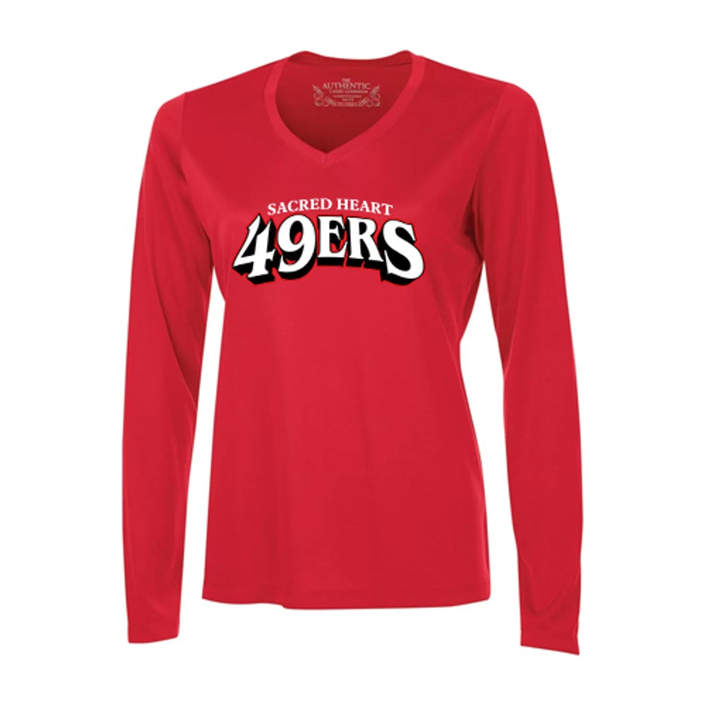 Sacred Heart Ladies' Pro Team Long Sleeve V-Neck T-Shirt