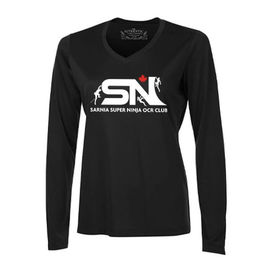 Super Ninja OCR Club Ladies' Pro Team Long Sleeve V-Neck T-Shirt