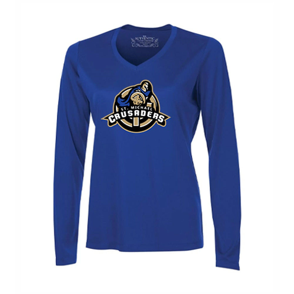 St Michael Ladies' Pro Team Long Sleeve V-Neck T-Shirt