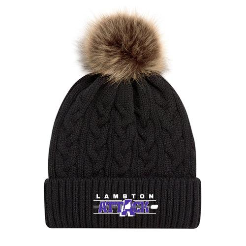 Lambton Attack Faux Fur Pom Pom Cuff Toque