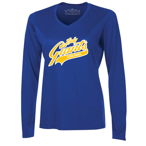 Corunna Giants Ladies V-Neck Performance Long Sleeve Shirt